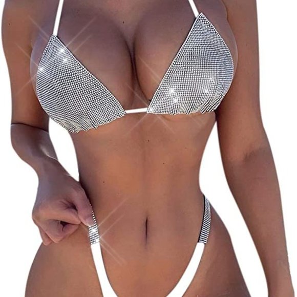 NEW Sparkling Bling Swarovski Crystal Rhinestone Bikini Swimsuit Beachwe… - Picture 7 of 11